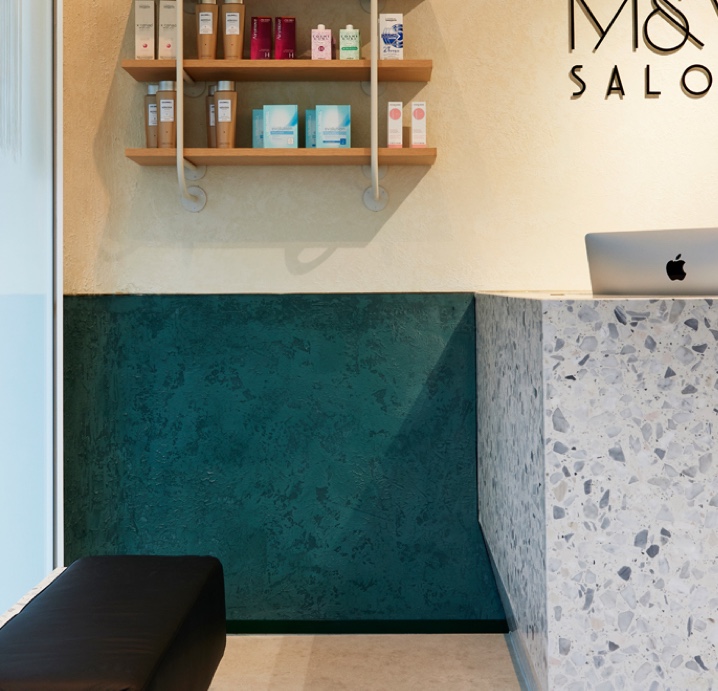 wall finish at m&y salon at the glen shopping centre